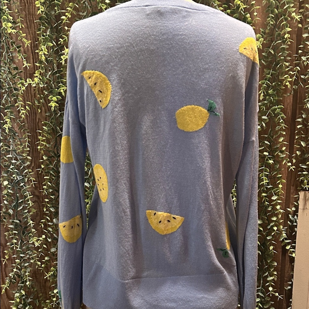 LOFT Blue Lemon Patterned Women's Top - Picture 2 of 2